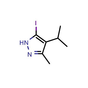 Chemical structure of 5-Iodo-4-isopropyl-3-methylpyrazole , CAS 3036983-36-2, AChemBlock U141370