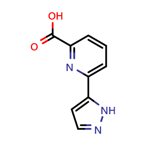 Chemical structure of 6-(5-Pyrazolyl)pyridine-2-carboxylic acid , CAS 1491848-72-6, AChemBlock U141375