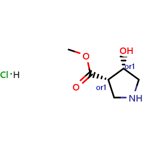 Chemical structure of Methyl cis-4-Hydroxypyrrolidine-3-carboxylate hydrochloride , CAS 2287346-36-3, AChemBlock U141378