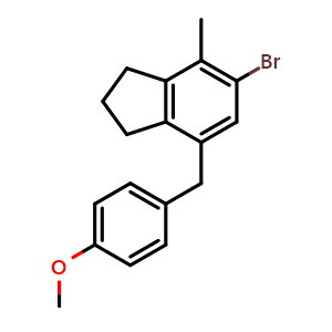 Chemical structure of 5-Bromo-7-(4-methoxybenzyl)-4-methylindane , CAS 2104694-98-4, AChemBlock U141380