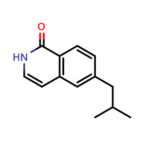 Chemical structure of 6-Isobutylisoquinolin-1(2H)-one , CAS 1368924-33-7, AChemBlock U141383