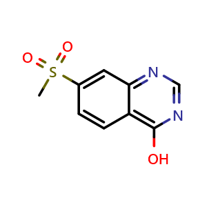 Chemical structure of 4-Hydroxy-7-(methylsulfonyl)quinazoline , CAS 1256958-29-8, AChemBlock U141388