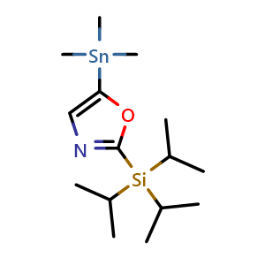 Chemical structure of 2-(Triisopropylsilyl)-5-(trimethylstannyl)oxazole , AChemBlock U141392