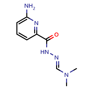 Chemical structure of 6-Amino-N-[2-(dimethylamino)-1-azavinyl]pyridine-2-carboxamide , CAS 2253789-75-0, AChemBlock U141407