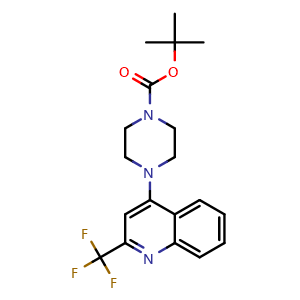 Chemical structure of 4-(4-Boc-1-piperazinyl)-2-(trifluoromethyl)quinoline , CAS 1350362-69-4, AChemBlock U141419