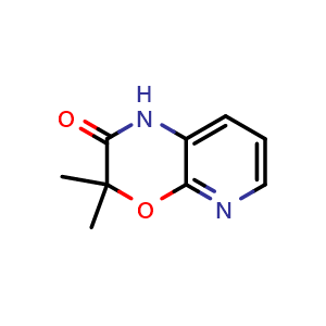 Chemical structure of 3,3-Dimethyl-1H-pyrido[2,3-b][1,4]oxazin-2(3H)-one , CAS 2155874-58-9, AChemBlock U141427