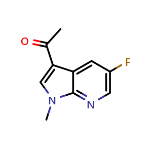 Chemical structure of 1-(5-fluoro-1-methyl-1H-pyrrolo[2,3-b]pyridin-3-yl)ethan-1-one , CAS 2741743-52-0, AChemBlock U141455