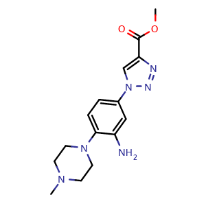 Chemical structure of Methyl 1-[3-Amino-4-(4-methyl-1-piperazinyl)phenyl]-1H-1,2,3-triazole-4-carboxylate , CAS 2250024-95-2, AChemBlock U141475