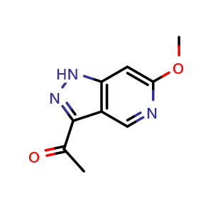 Chemical structure of 1-(6-methoxy-1H-pyrazolo[4,3-c]pyridin-3-yl)ethan-1-one , CAS 2739792-44-8, AChemBlock U141481