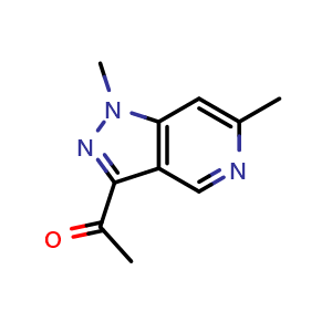 Chemical structure of 1-(1,6-dimethyl-1H-pyrazolo[4,3-c]pyridin-3-yl)ethan-1-one , CAS 2752688-50-7, AChemBlock U141487
