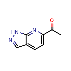 Chemical structure of 1-(1H-pyrazolo[3,4-b]pyridin-6-yl)ethan-1-one , CAS 2742909-33-5, AChemBlock U141488