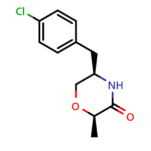 Chemical structure of (2R,5R)-5-(4-Chlorobenzyl)-2-methylmorpholin-3-one , CAS 2845095-74-9, AChemBlock U141491