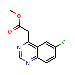 Chemical structure of Methyl 6-Chloroquinazoline-4-acetate , CAS 2112615-75-3, AChemBlock U141495