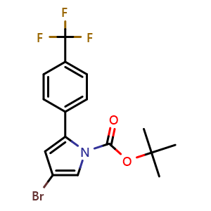 Chemical structure of 1-Boc-4-bromo-2-[4-(trifluoromethyl)phenyl]-1H-pyrrole , CAS 2517593-60-9, AChemBlock U141497
