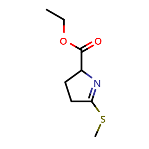 Chemical structure of Ethyl 5-(methylthio)-3,4-dihydro-2H-pyrrole-2-carboxylate , AChemBlock U141501