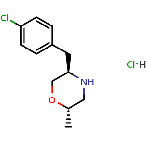 Chemical structure of (2S,5R)-5-(4-Chlorobenzyl)-2-methylmorpholine hydrochloride , CAS 2845095-84-1, AChemBlock U141507