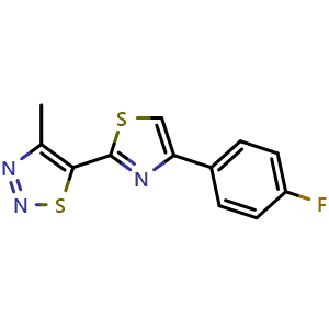 Chemical structure of 5-[4-(4-Fluorophenyl)-2-thiazolyl]-4-methyl-1,2,3-thiadiazole , CAS 790657-96-4, AChemBlock U141512