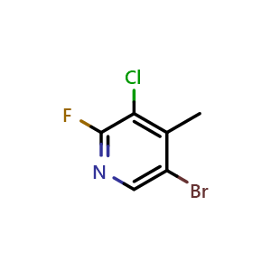 Chemical structure of 5-Bromo-3-chloro-2-fluoro-4-methylpyridine , CAS 2682115-69-9, AChemBlock U141519