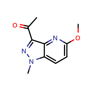 Chemical structure of 1-(5-methoxy-1-methyl-1H-pyrazolo[4,3-b]pyridin-3-yl)ethan-1-one , CAS 2749760-28-7, AChemBlock U141522