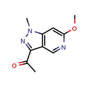 Chemical structure of 1-(6-methoxy-1-methyl-1H-pyrazolo[4,3-c]pyridin-3-yl)ethan-1-one , CAS 2740835-37-2, AChemBlock U141524