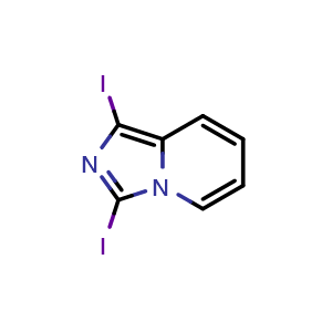 Chemical structure of 1,3-Diiodoimidazo[1,5-a]pyridine , CAS 2046954-44-1, AChemBlock U141530
