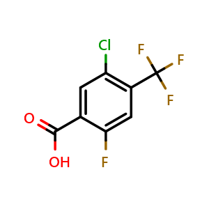 Chemical structure of 5-Chloro-2-fluoro-4-(trifluoromethyl)benzoic acid , CAS 1807210-92-9, AChemBlock U141534