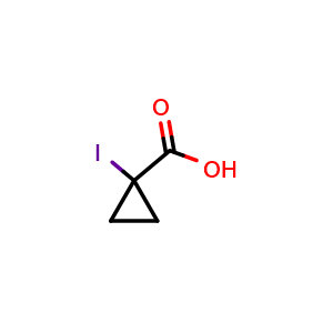 Chemical structure of 1-Iodocyclopropanecarboxylic acid , CAS 2409596-92-3, AChemBlock U141559