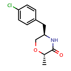 Chemical structure of (2S,5R)-5-(4-Chlorobenzyl)-2-methylmorpholin-3-one , CAS 2845095-71-6, AChemBlock U141561