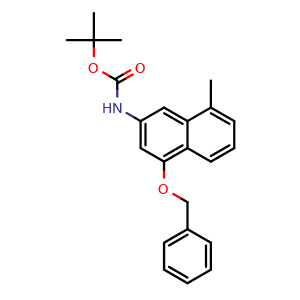 Chemical structure of N-Boc-4-(benzyloxy)-8-methyl-2-naphthalenamine , CAS 1662687-76-4, AChemBlock U141563