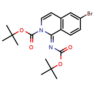 Chemical structure of 2-Boc-1-(Boc-imino)-6-bromo-1,2-dihydroisoquinoline , CAS 2421153-62-8, AChemBlock U141565