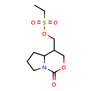 Chemical structure of (1-oxo-3,4,4a,5,6,7-hexahydropyrrolo[1,2-c][1,3]oxazin-4-yl)methyl ethanesulfonate , CAS 2725790-87-2, AChemBlock U141577