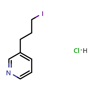 Chemical structure of 3-(3-Iodopropyl)pyridine hydrochloride , CAS 2306369-57-1, AChemBlock U141580