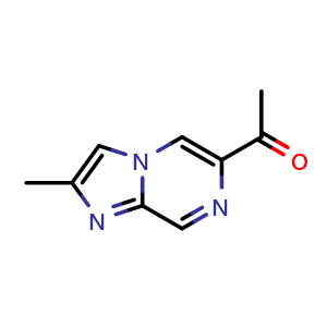 Chemical structure of 1-(2-methylimidazo[1,2-a]pyrazin-6-yl)ethan-1-one , CAS 2748288-29-9, AChemBlock U141587