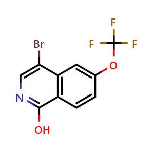 Chemical structure of 4-bromo-6-(trifluoromethoxy)isoquinolin-1-ol , CAS 2740634-80-2, AChemBlock U141603