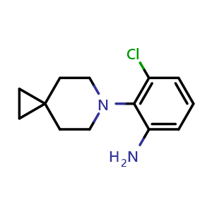 Chemical structure of 3-Chloro-2-(6-azaspiro[2.5]octan-6-yl)aniline , CAS 2253621-10-0, AChemBlock U141605