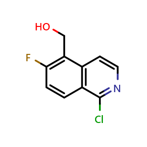 Chemical structure of (1-chloro-6-fluoroisoquinolin-5-yl)methanol , CAS 2749760-54-9, AChemBlock U141611