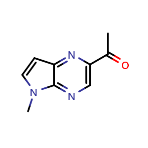 Chemical structure of 1-(5-methyl-5H-pyrrolo[2,3-b]pyrazin-2-yl)ethan-1-one , CAS 2749919-01-3, AChemBlock U141618