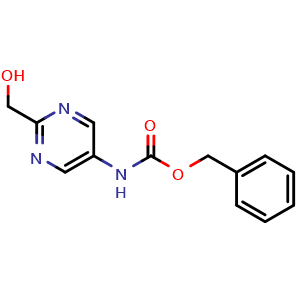 Chemical structure of benzyl N-[2-(hydroxymethyl)pyrimidin-5-yl]carbamate , CAS 2708280-65-1, AChemBlock U141621