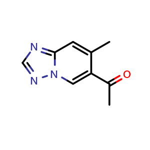 Chemical structure of 1-(7-methyl-[1,2,4]triazolo[1,5-a]pyridin-6-yl)ethan-1-one , CAS 2740866-53-7, AChemBlock U141635