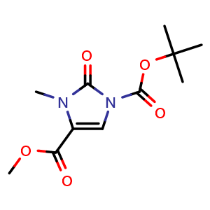 Chemical structure of Methyl 1-Boc-3-methyl-2-oxo-2,3-dihydro-1H-imidazole-4-carboxylate , CAS 2254339-13-2, AChemBlock U141639