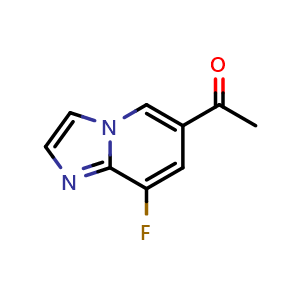 Chemical structure of 1-(8-fluoroimidazo[1,2-a]pyridin-6-yl)ethan-1-one , CAS 2751298-09-4, AChemBlock U141652