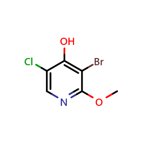 Chemical structure of 3-bromo-5-chloro-2-methoxypyridin-4-ol , CAS 2748288-40-4, AChemBlock U141658