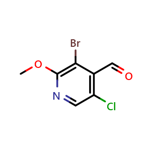 Chemical structure of 3-bromo-5-chloro-2-methoxyisonicotinaldehyde , CAS 2748453-72-5, AChemBlock U141683