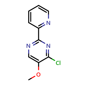 Chemical structure of 4-chloro-5-methoxy-2-(pyridin-2-yl)pyrimidine , CAS 321432-82-0, AChemBlock U141687