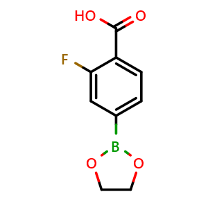 Chemical structure of 4-(1,3,2-dioxaborolan-2-yl)-2-fluorobenzoic acid , AChemBlock U141736