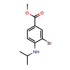 Chemical structure of Methyl 3-Bromo-4-(isopropylamino)benzoate , CAS 2056271-26-0, AChemBlock U141739