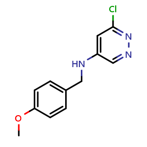 Chemical structure of 6-chloro-N-[(4-methoxyphenyl)methyl]pyridazin-4-amine , CAS 2725790-90-7, AChemBlock U141757