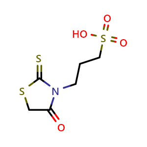 Chemical structure of 3-(4-Oxo-2-thioxo-3-thiazolidinyl)propane-1-sulfonic acid , CAS 2205882-54-6, AChemBlock U141761