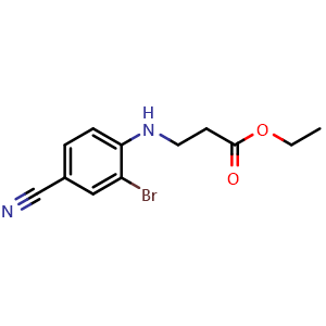 Chemical structure of Ethyl 3-[(2-Bromo-4-cyanophenyl)amino]propanoate , CAS 1548326-45-9, AChemBlock U141764