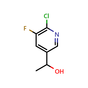 Chemical structure of 1-(6-chloro-5-fluoropyridin-3-yl)ethan-1-ol , CAS 2756345-80-7, AChemBlock U141794